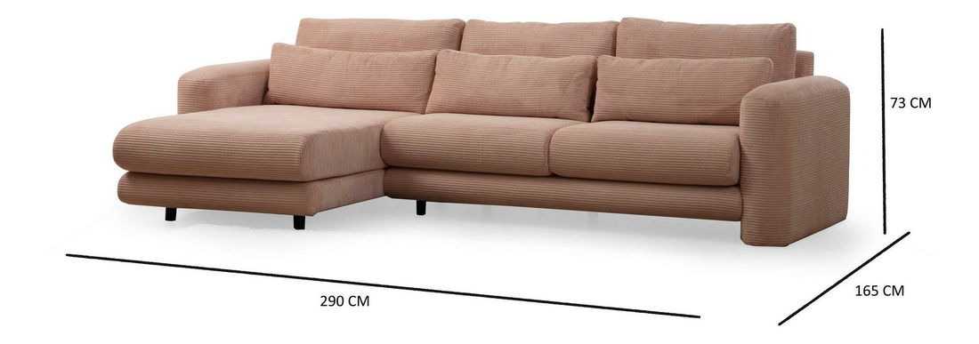 Rohová sedačka Lelysena (L) (ružová + čierna)