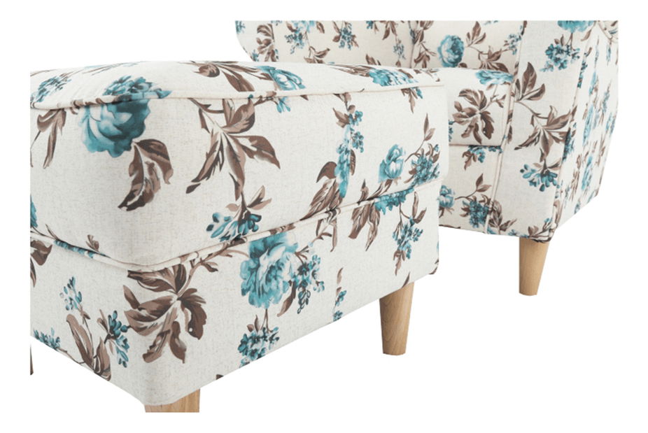 Fotoliu cu urechi cu taburete Aevo (rose 14)