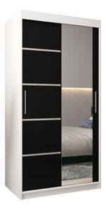 Ormar za garderobu 120 cm s ogledalom Verika 2 120 (bijela + crna)