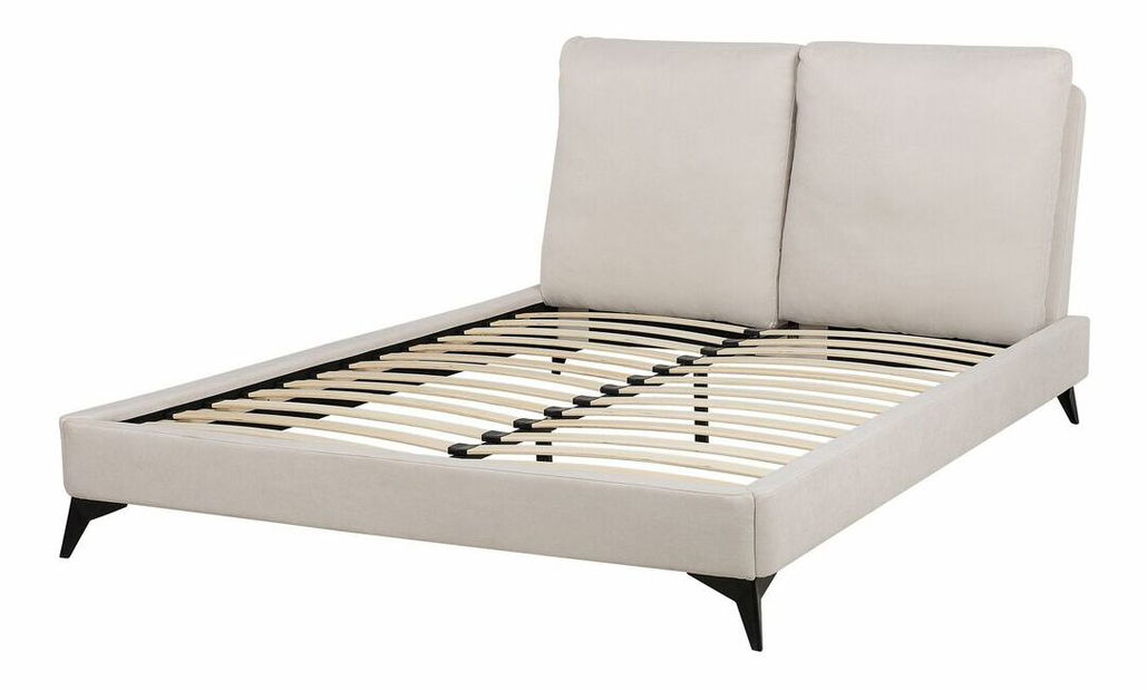 Pat matrimonial 160 cm MELIA (poliester) (bej) (cu somieră)