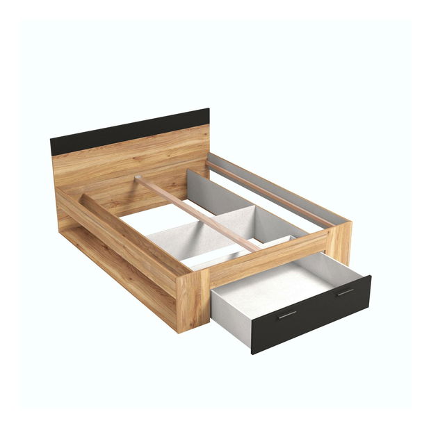 Pat matrimonial Gamma 160 (stejar + Negru)