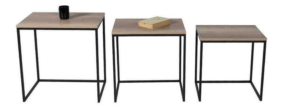 Set 3ks. konferenčných stolíkov Lepuki (orech + čierna)