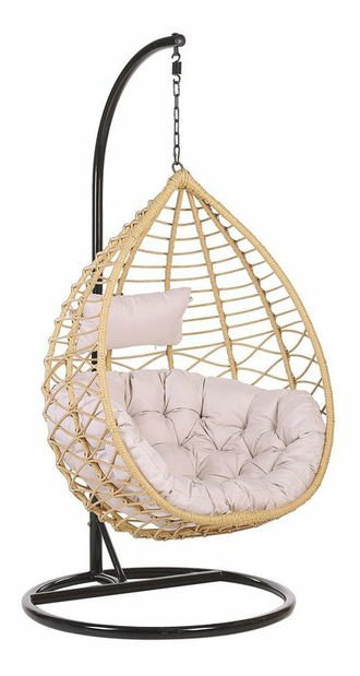 Závesné kreslo so stojanom ASISA (polyratan) (béžová)