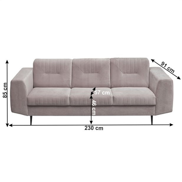 Pohovka trojsedačka Lysenia (svetlosivá)