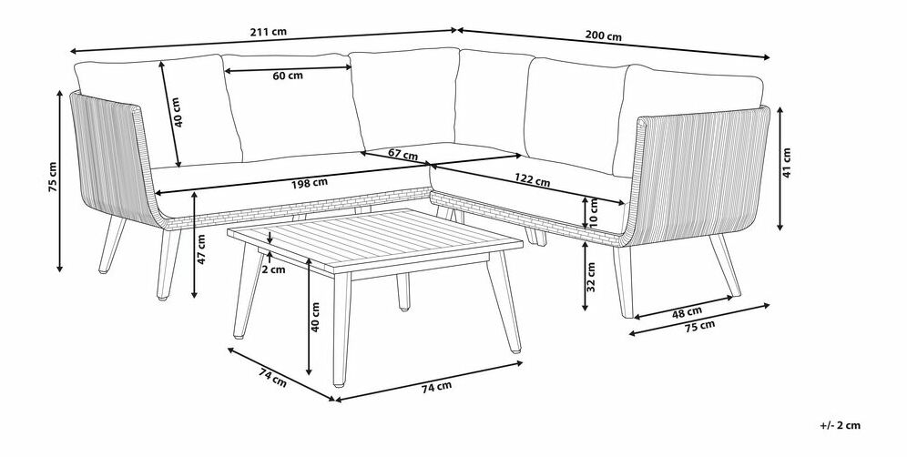 Kerti bútor garnitúra ALCO (fa) (szürke) (5 személy számára)