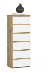 Comodă Cipriano V (Stejar artisan + Alb)