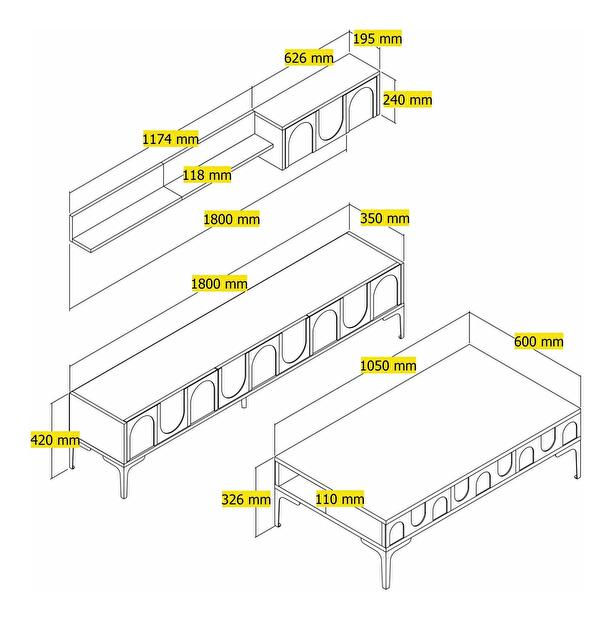 Set mobilier living Lyantela (Crem + negru)