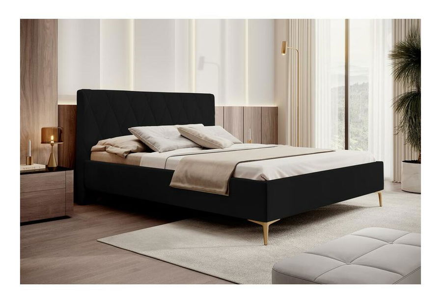 Pat matrimonial 140 cm Tikka 140 (negru + auriu)