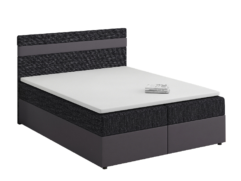Kontinentálna posteľ 140x200 cm Mimosa Comfort (melírovaná čierna + tmavosivá) (s roštom a matracom)
