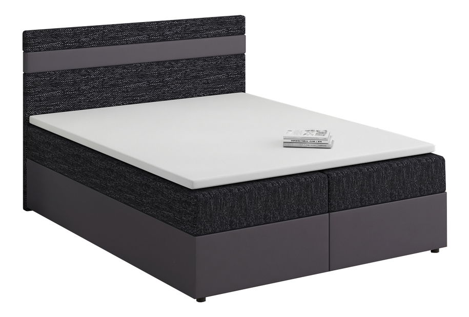 Bračni krevet Boxspring 160x200 cm Mimosa (s podnicom i madracem) (tamno siva + crna)