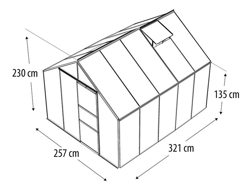 Stil clasic Greenhouse Neptune 8300 (sticlă securizată + aluminiu anodizat)