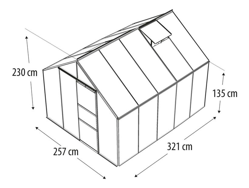 Stil clasic Greenhouse Neptune 8300 (policarbonat + verde)