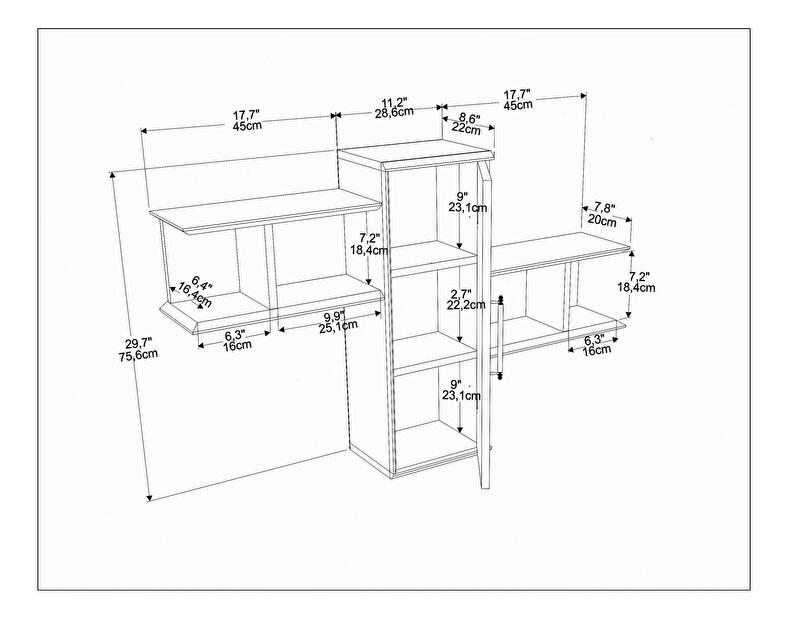 Sistem cu rafturi Olidella (Nuc + alb)