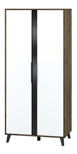 Dulap de haine Bari 01 (Stejar monastery + Alb alpin + Negru lucios)