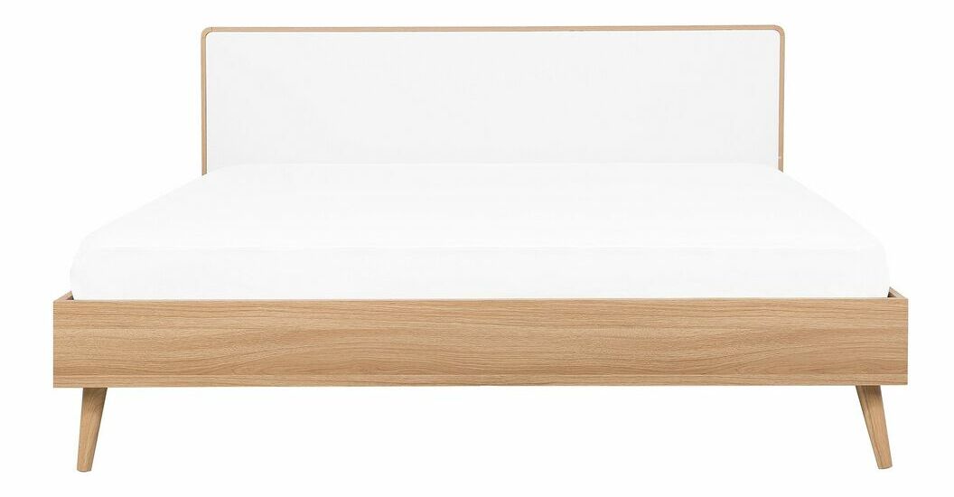 Manželská posteľ 160 cm SERVI (s roštom a LED osvetlením) (svetlé drevo)