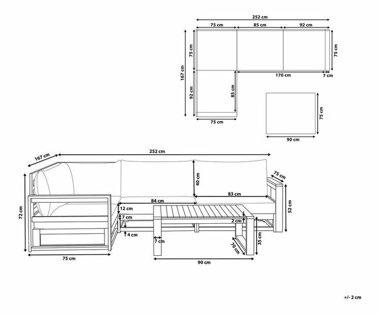 Set mobilier de grădină Timza (mahon hnedé drevo)
