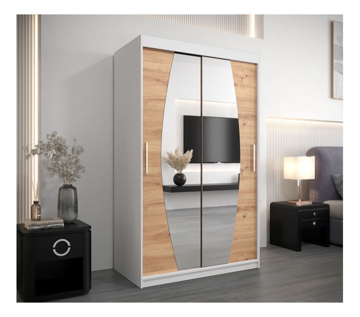 Ruhásszekrény 120 cm Eclipse (matt fehér + artisan tölgy)