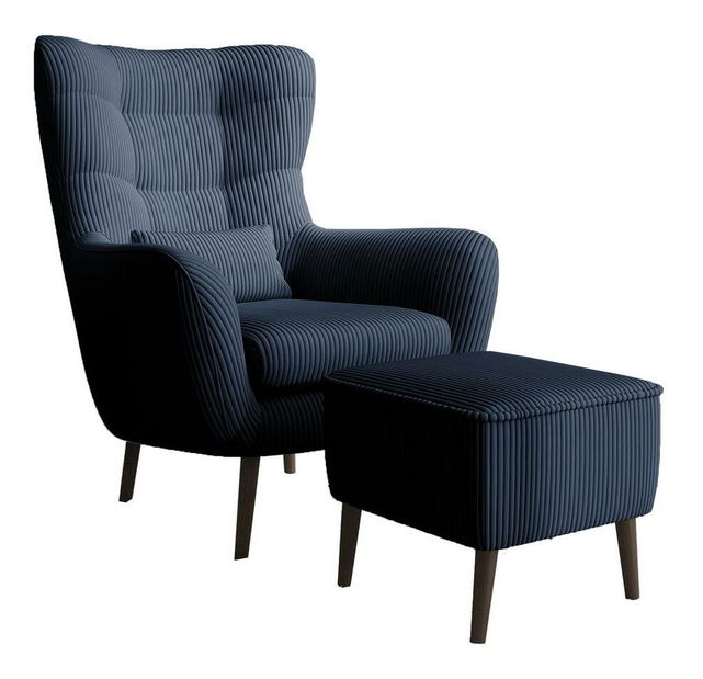 Fotel lábtartóval Veneza VZ2 (tengerészkék + fekete)