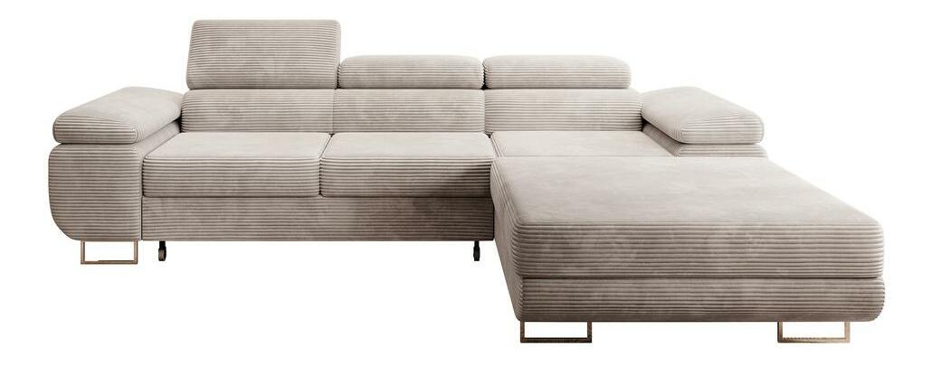 Kutna garnitura Grande (D) (sivo-bež + krom)