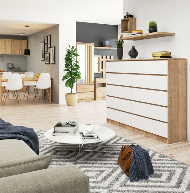 Komód Kurtinaitis 10SZ (sonoma tölgy + fehér)