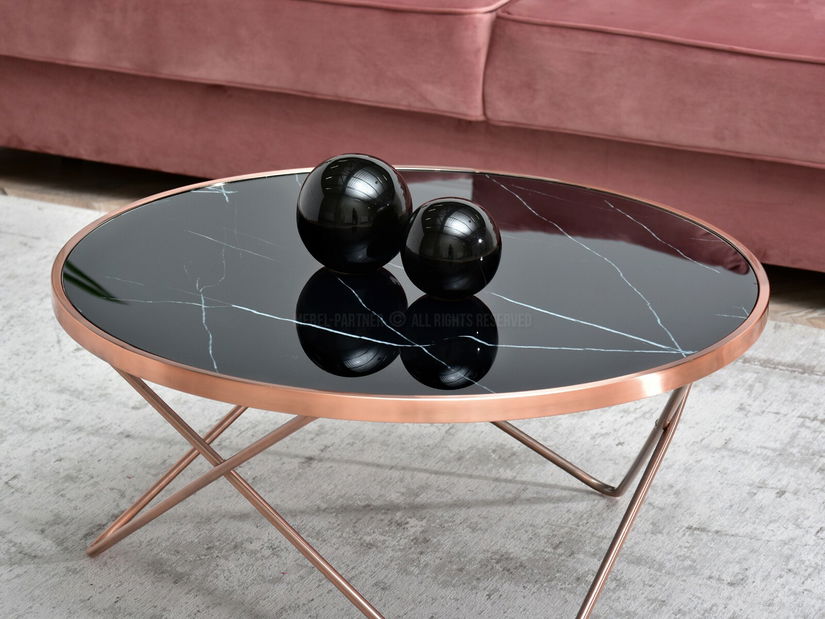 Măsuță de cafea Armin Xl (marmură neagră + cupru)
