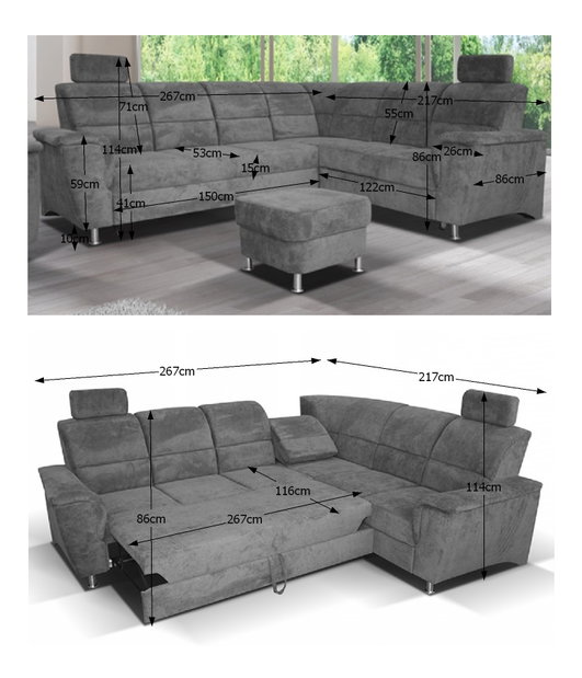 Rohová sedačka Santiago (sivá) (P) *bazár