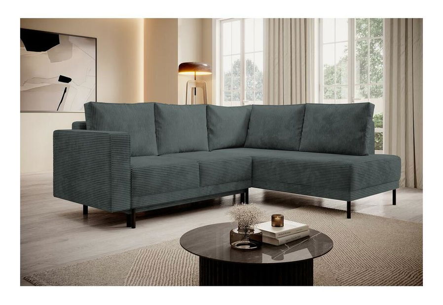 Rohová sedacia súprava Rodriguez (P) (sivá + čierna)