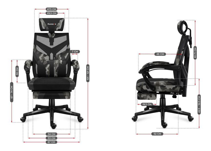 Játék szék Cruiser 5 (fekete + szürke kamuflázs)