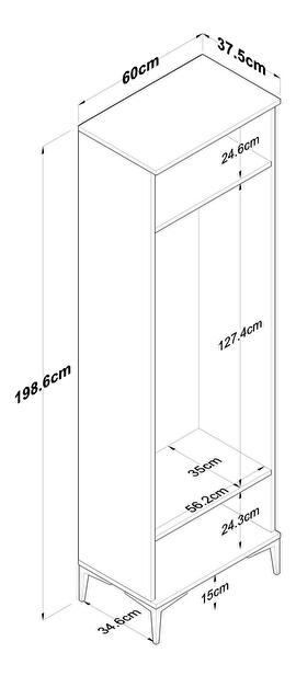 Ormar za garderobu Daboko 1 (orah + bijela) 