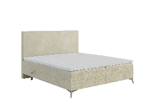 Pat de o persoană Boxspring 120 cm Ricky (bej deschis) (cu saltea și sp. depozitare)