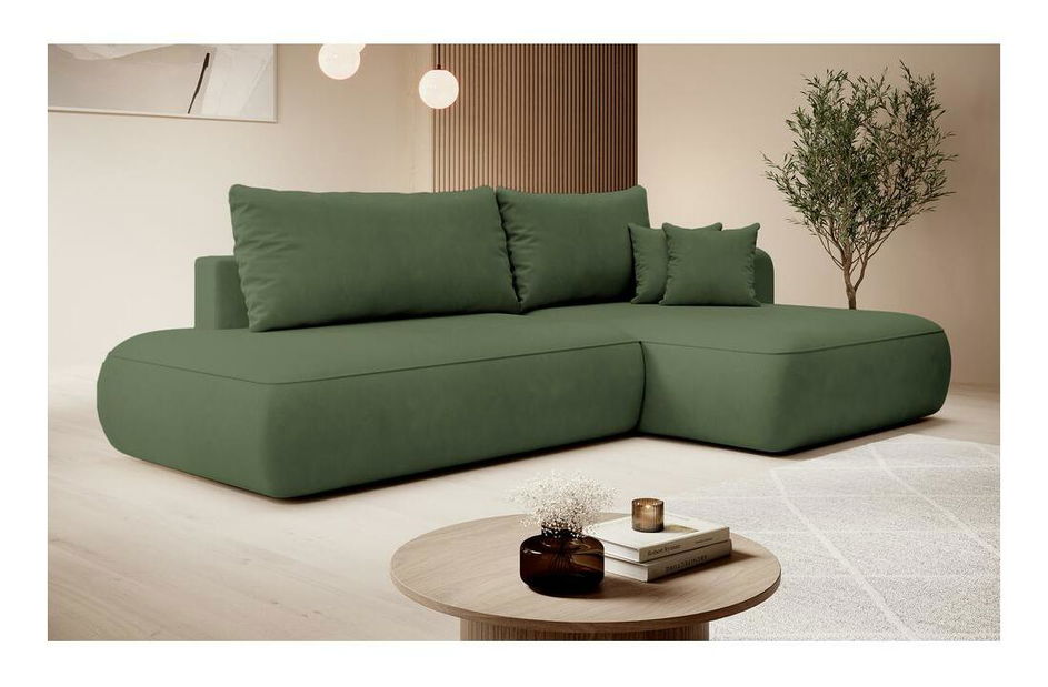 Kutna garnitura Fergie (D) (maslinasto zelena + crna)