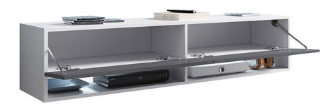 Dulap TV de perete Adenuk 140 MDF (Negru grafit + Negru) (cu iluminat LED RGB)