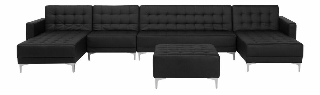 Rohová sedačka U Aberlady 1 (čierna) (s taburetkou) (P)