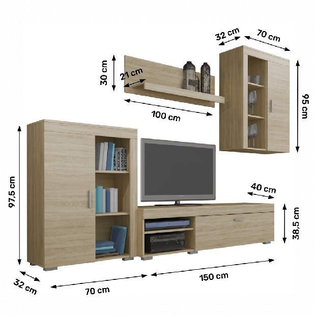 Mobilier living Mystic (stejar sonoma)