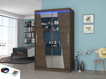 Dulap de haine Tolex (choco) (cu iluminat LED) (cu oglindă)