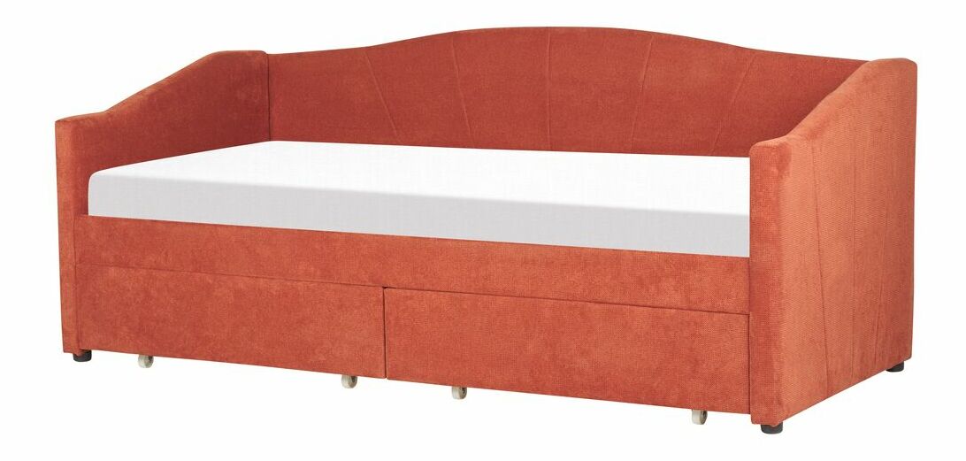 Jednolôžková posteľ 200 x 90 cm Vitto (červená) (s roštom a úložným priestorom)
