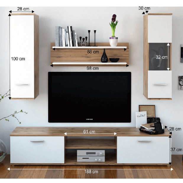 Mobilier living Waldron (Stejar wotan + alb) *vânzare