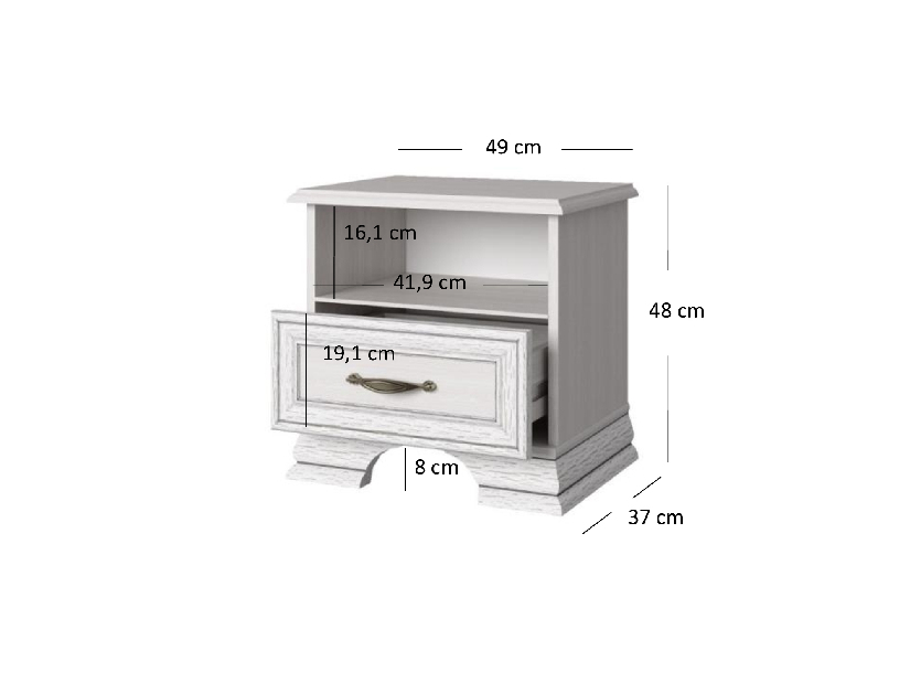 Noptieră Terina (woodline crem)