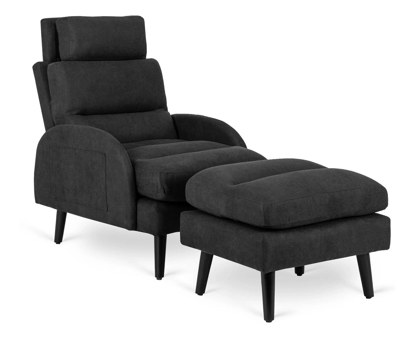 Fotoliu reglabil Hondurenas (negru) (cu taburete)