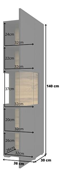 Vitrina Avernic tip 05 (onyx crna + hrast wotan)