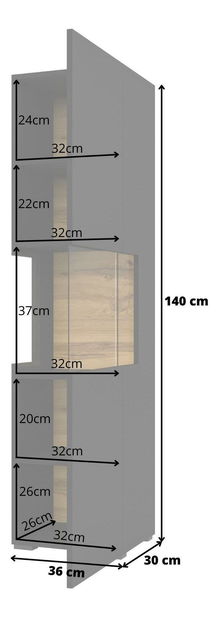 Vitrína Avernic Typ 05 (onyx čierna + dub wotan)