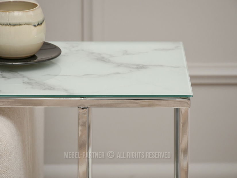 Konferenčný stolík Vasho (biela + chrómová)