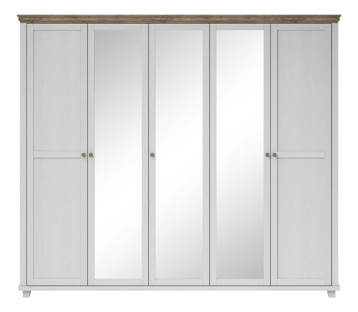 Ruhásszekrény tükörrel Elvina S Typ 21 (fehér hamu + lefkas tölgy)