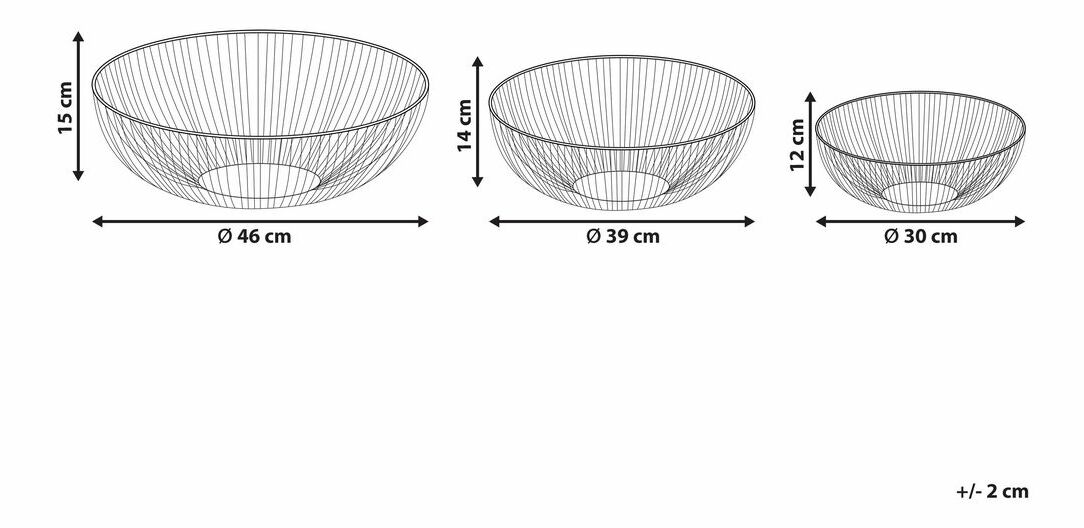 Set od 3 zdjelice Garry (zlatna)