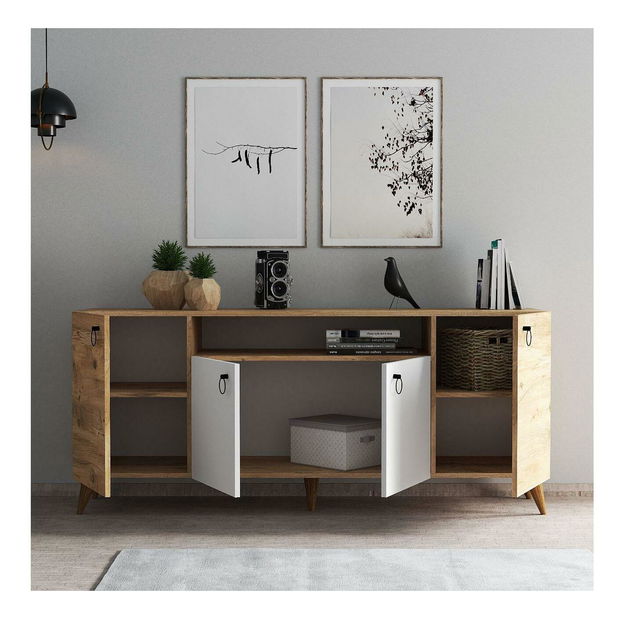 Skrinka Lesetu 2 (biela + borovica atlantická) 