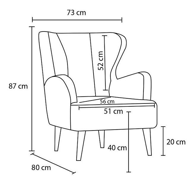 Füles fotel Karinotta (szürke + fa)