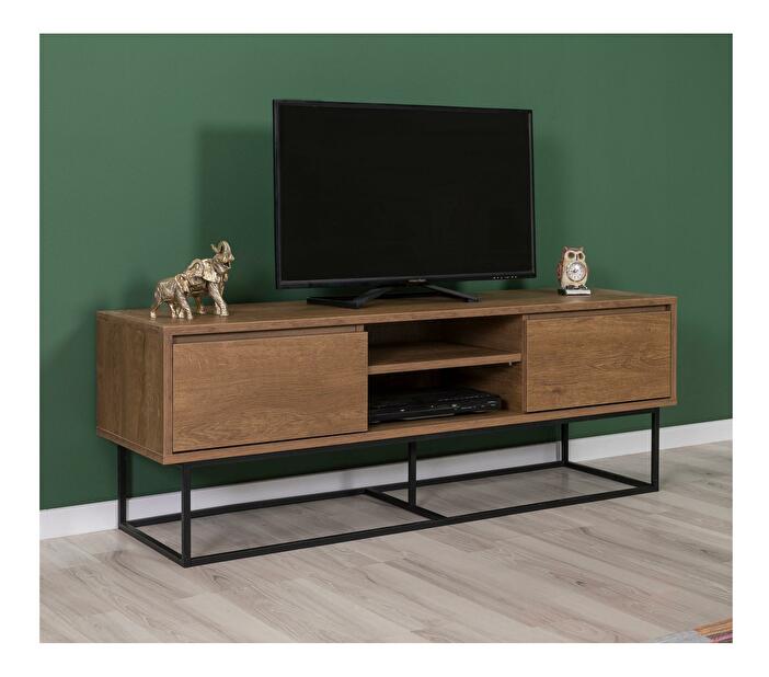 Set mobilier pentru living Ponake 1 (Nuc + negru) 