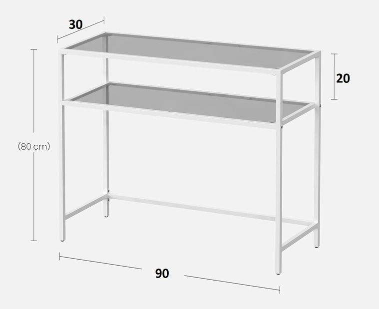 Măsuță consolă Byat 4 (alb + sticlă)