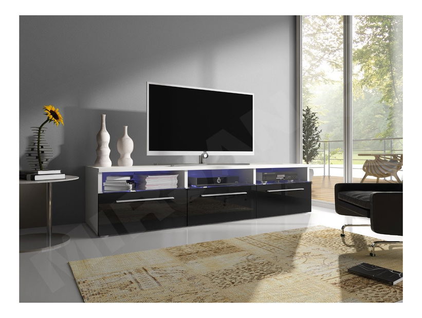 TV stolić/ormarić Clea II (bijela + crna sjajna)