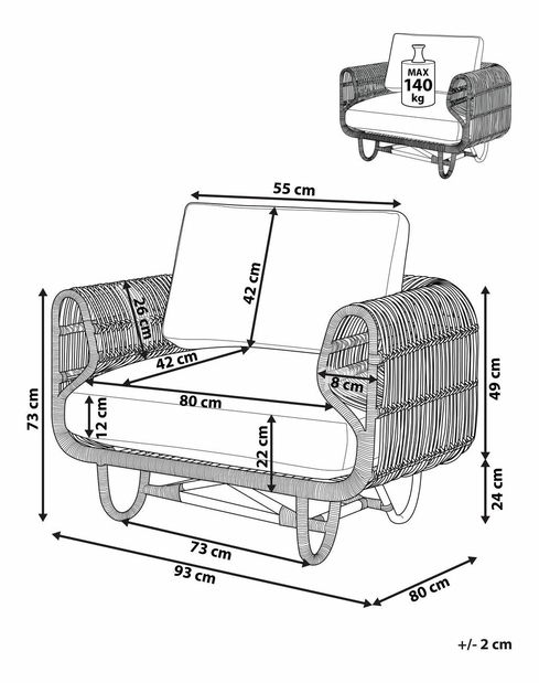 Kerti fotel DALCA (bézs)
